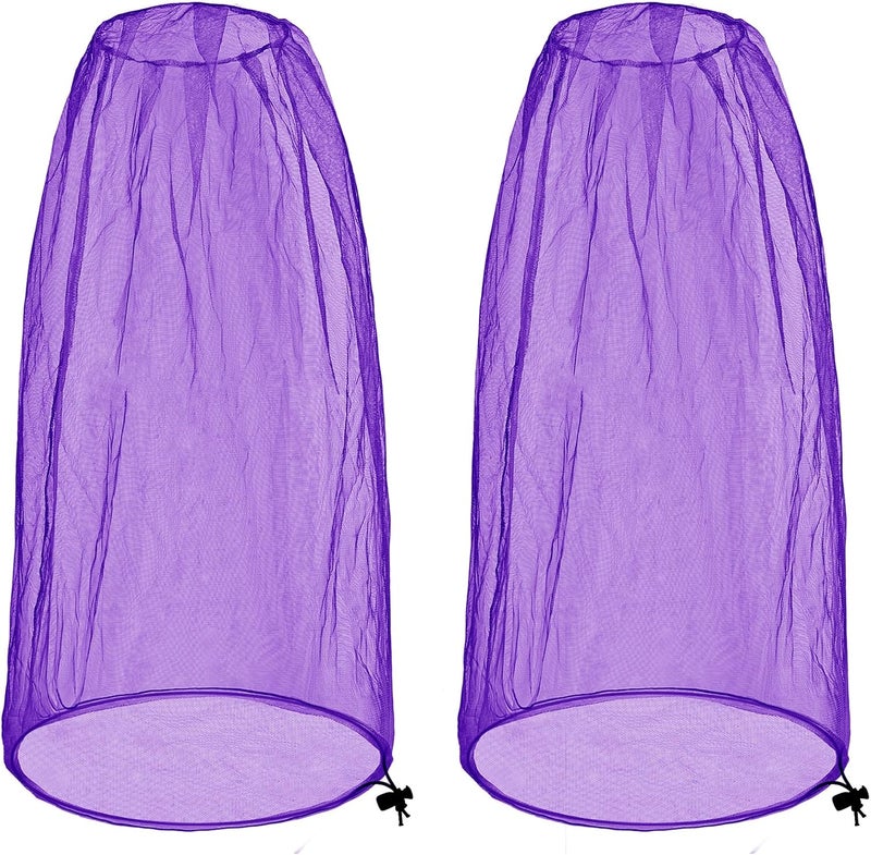 JayruiMice 2 Pack Ultra Large Mosquito Net 42x25 Inches Mosquito Head Net Oversized Insect Netting Bug Fits Most Hats for Gardening Hiking Fishing Traveling(Purple) - Image 1